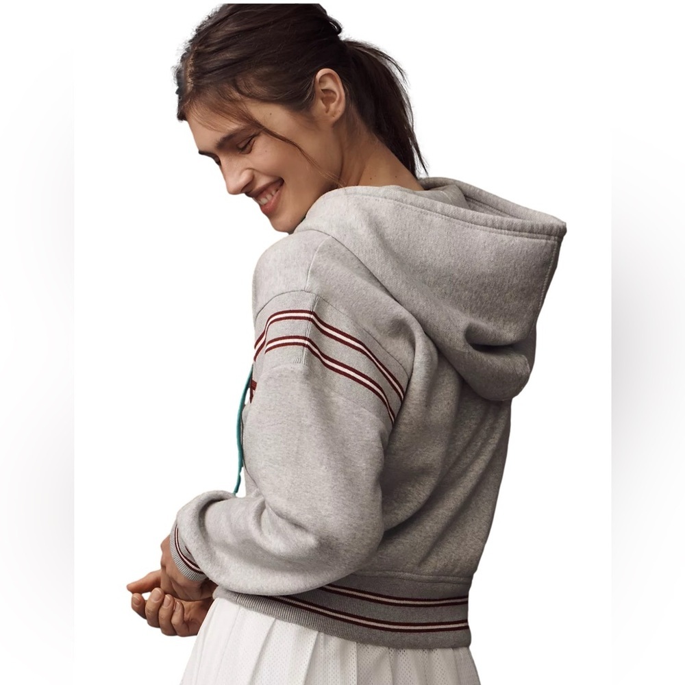 Anthropologie Daily Practice Drawstring Hoodie Sweatshirt Heather Gray NWT - Picture 4 of 12